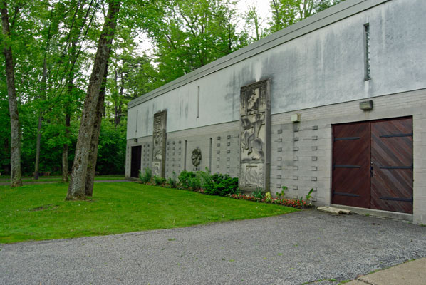 building with panels of stone relief