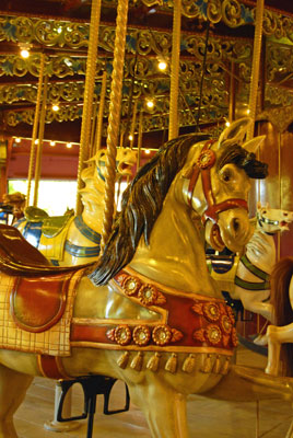 close-up of a carousel horse
